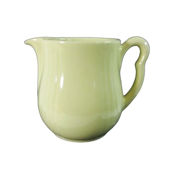 Pitcher Ceramic Vintage Ivory Ribbed Pattern Farmhouse Kitchen Decor 5 3/4" Tall - Picture 4 of 8